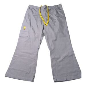 Spread Good Cheer Scrub Pants Size Med T Grey With Yellow Ties